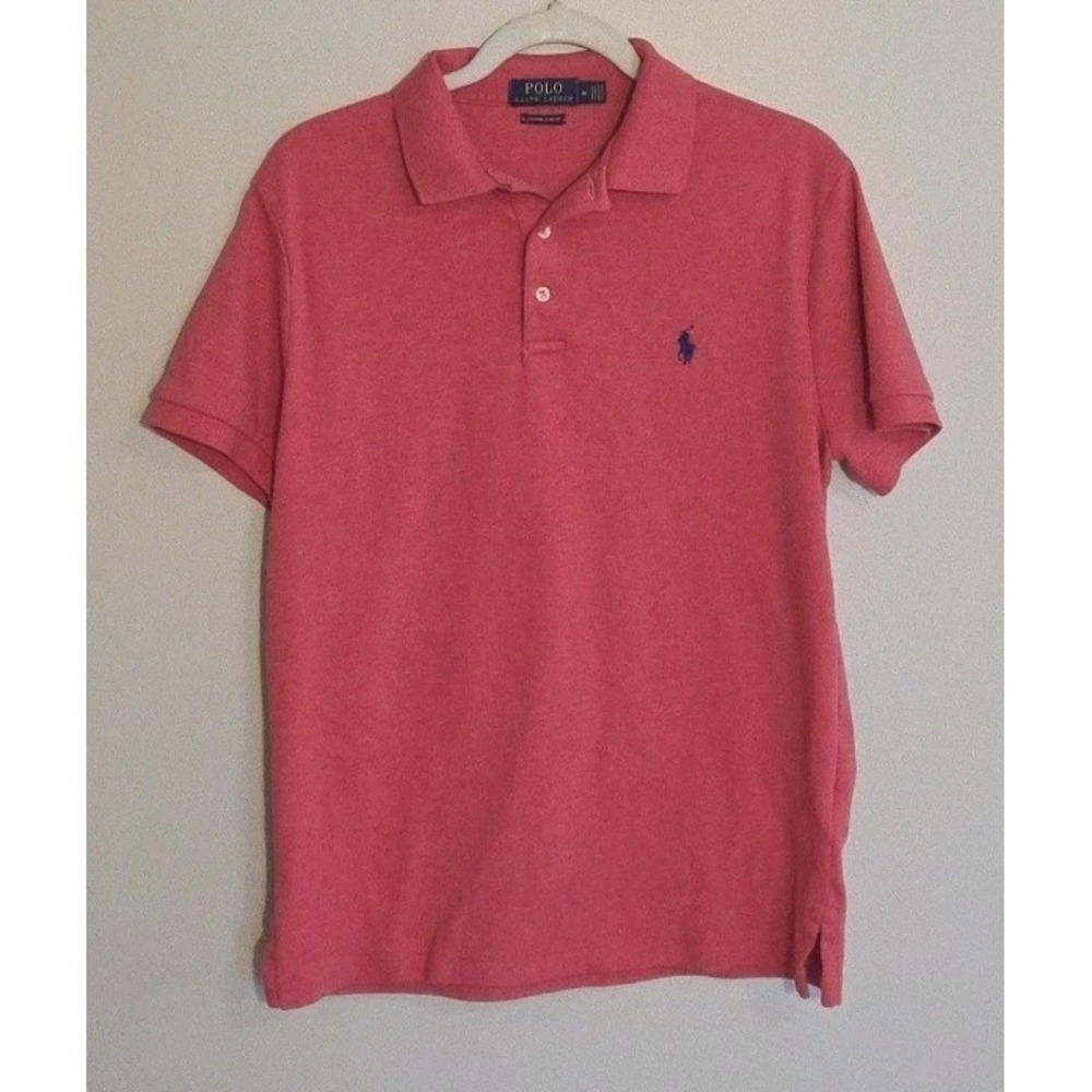 Polo Ralph Lauren Shirt Men's Medium Nantucket Red Solid Knit Logo Cotton